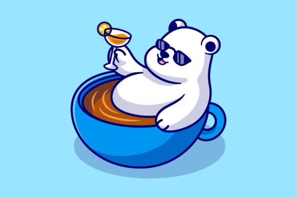 Download Cute Polar Bear Relax in Cup Coffee - Relax Collection