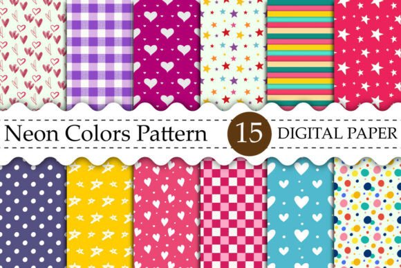 Download Neon Colors Digital Paper Patterns - Digital Collection