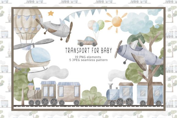 Download Watercolor Transport for Baby Clipart - Sport Collection