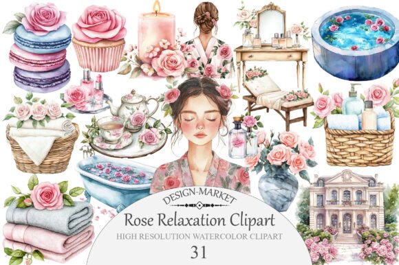 Download Watercolor Rose Relaxation Clipart - Relax Collection