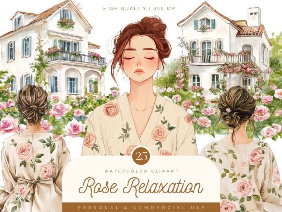 Download Watercolor Rose Relaxation Clipart - Relax Collection