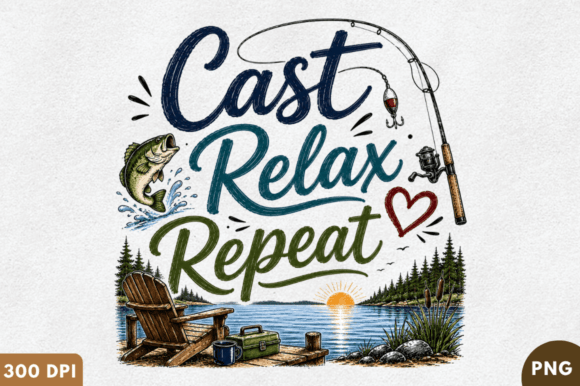Download Cast Relax Repeat PNG T-Shirt Design - Relax Collection