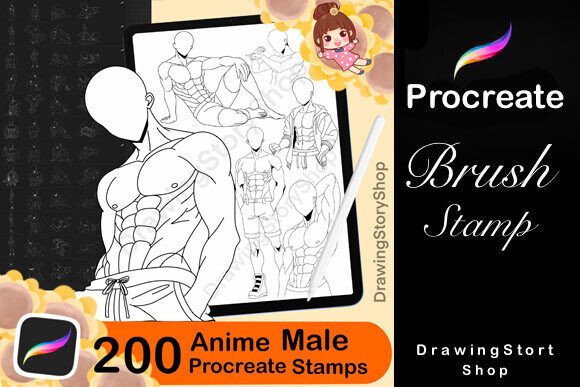 Download 200 Procreate Male Body Poses Stamps - Body Collection