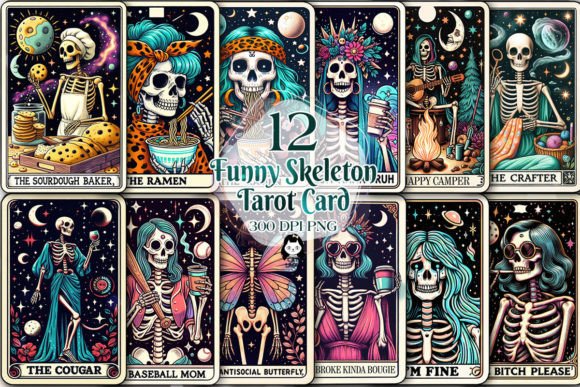 Download Funny Skeleton Woman Tarot Card Bundle - Car Collection